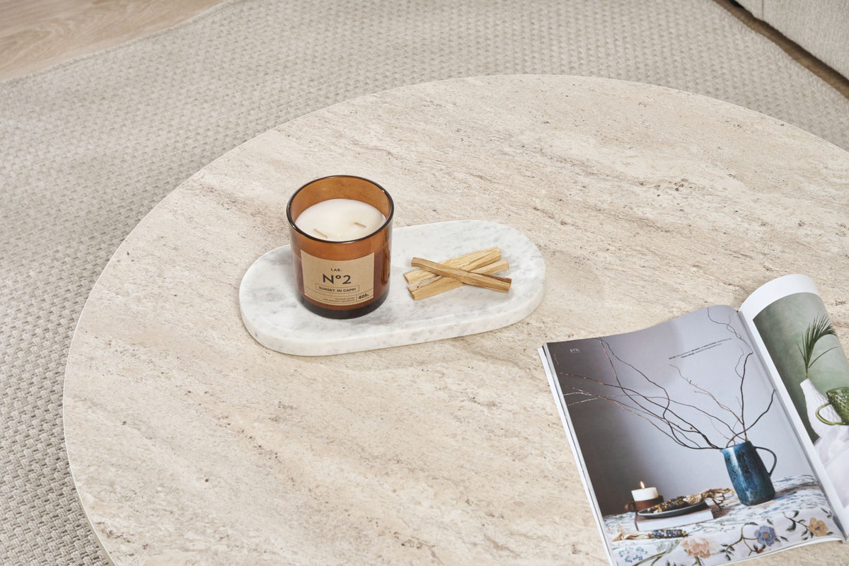 Τραπεζάκι Σαλονιού Selini Travertine 90x90x40 εκ. Μελαμίνης