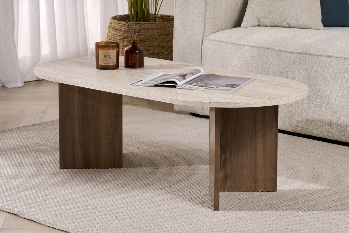 Τραπεζάκι Σαλονιού Glossa Travertine - Καρυδί 119x60x40 εκ. Μελαμίνης