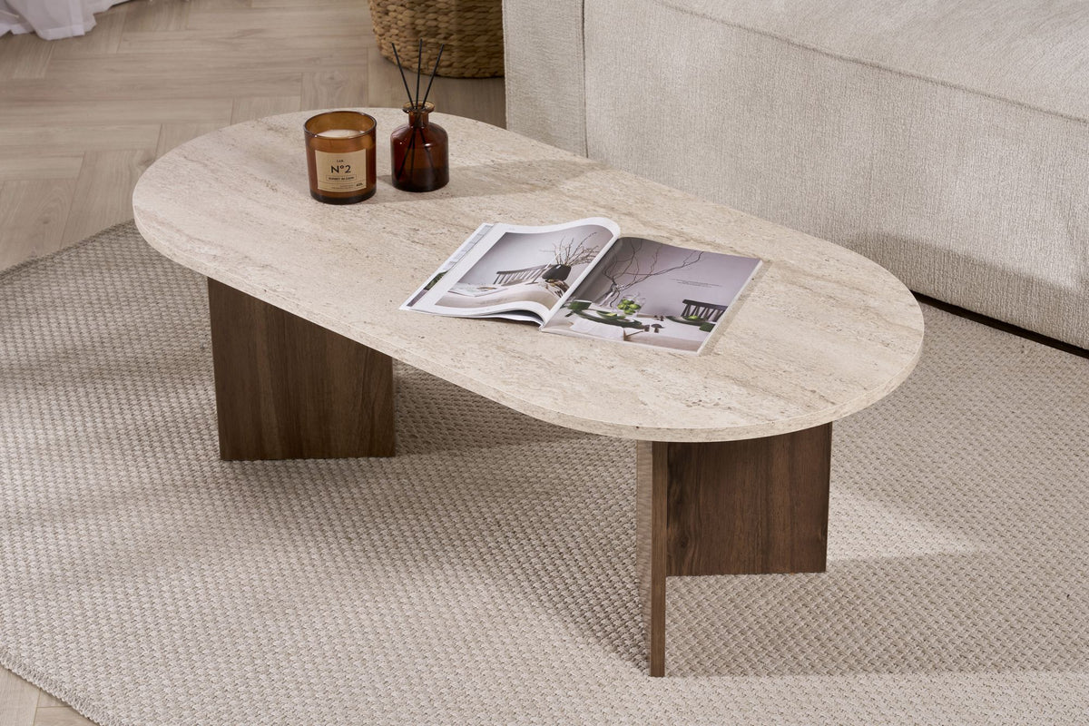 Τραπεζάκι Σαλονιού Glossa Travertine - Καρυδί 119x60x40 εκ. Μελαμίνης