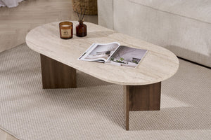 Τραπεζάκι Σαλονιού Glossa Travertine - Καρυδί 119x60x40 εκ. Μελαμίνης
