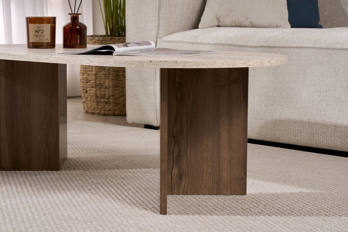 Τραπεζάκι Σαλονιού Glossa Travertine - Καρυδί 119x60x40 εκ. Μελαμίνης