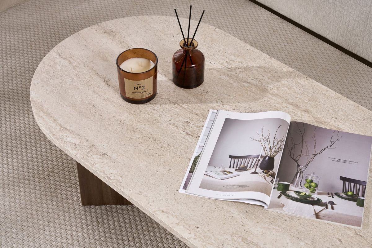 Τραπεζάκι Σαλονιού Glossa Travertine - Καρυδί 119x60x40 εκ. Μελαμίνης