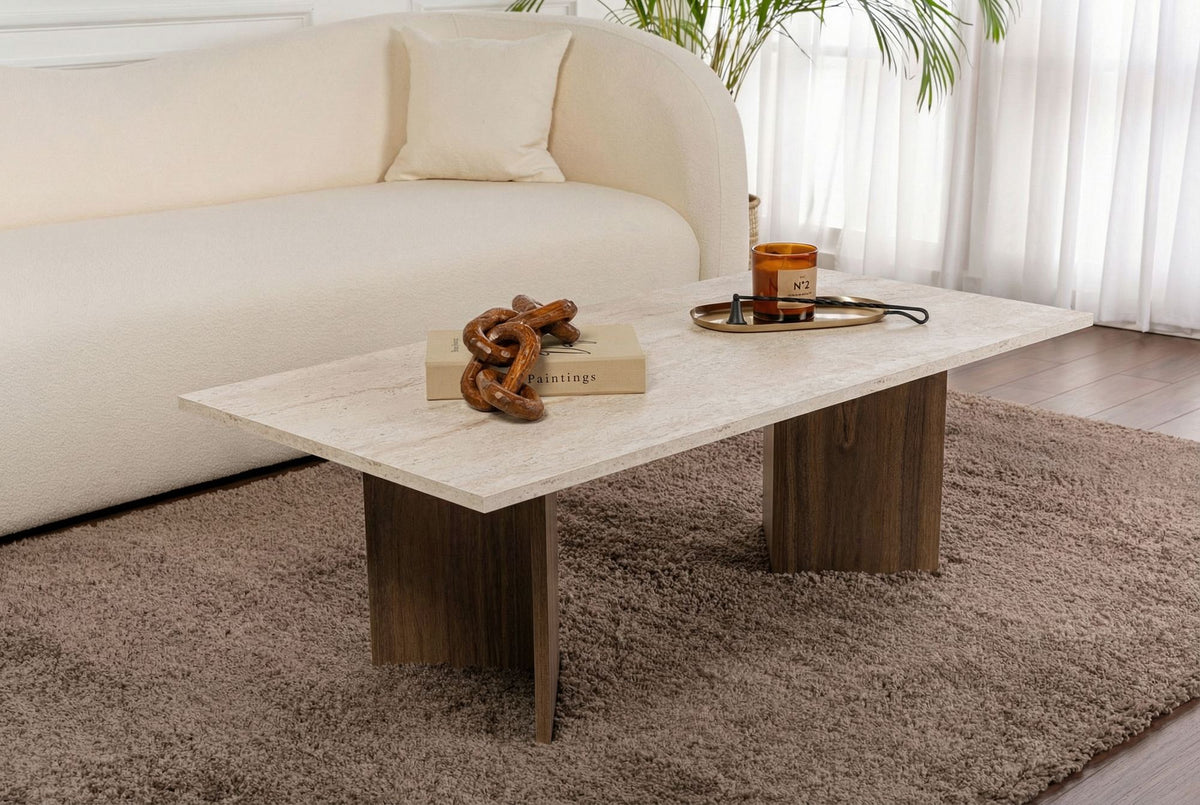 Τραπεζάκι Σαλονιού Elaia Travertine - Καρυδί Venezia 119x60x40 εκ. Μελαμίνης