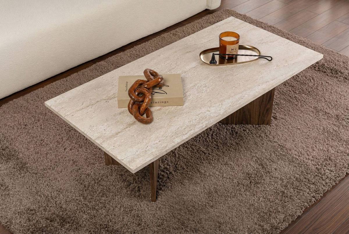 Τραπεζάκι Σαλονιού Elaia Travertine - Καρυδί Venezia 119x60x40 εκ. Μελαμίνης