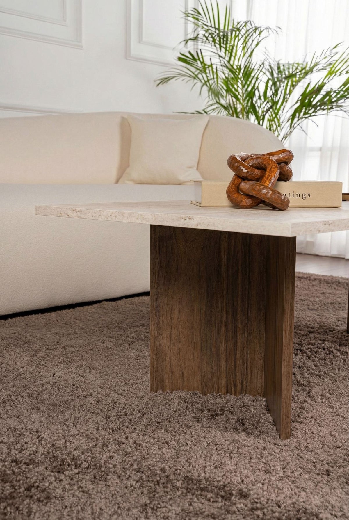 Τραπεζάκι Σαλονιού Elaia Travertine - Καρυδί Venezia 119x60x40 εκ. Μελαμίνης