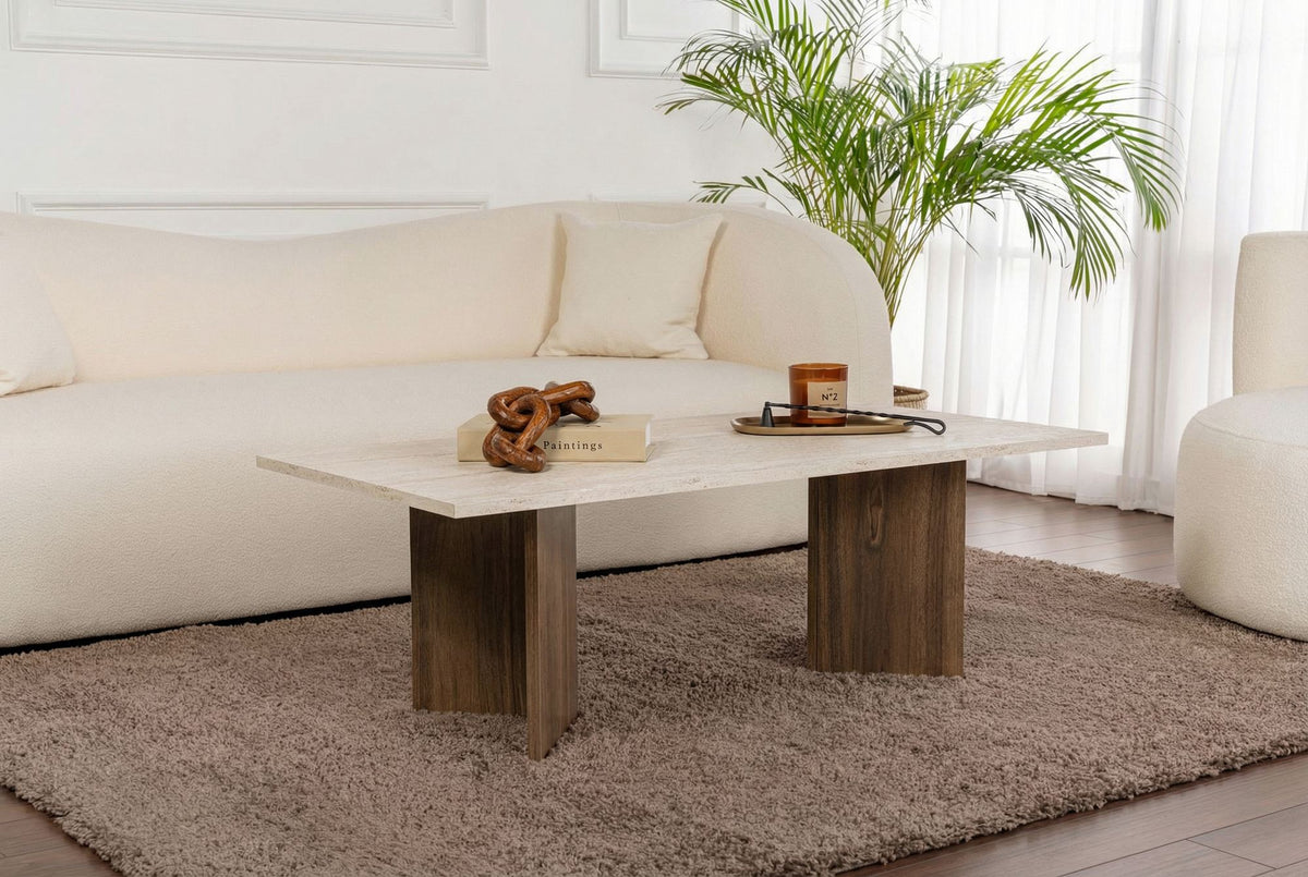Τραπεζάκι Σαλονιού Elaia Travertine - Καρυδί Venezia 119x60x40 εκ. Μελαμίνης