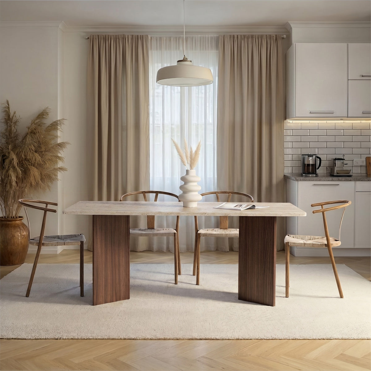 Τραπέζι Τραπεζαρίας Chalki Travertine - Καρυδί Milano 180x90x75 εκ. Μελαμίνης