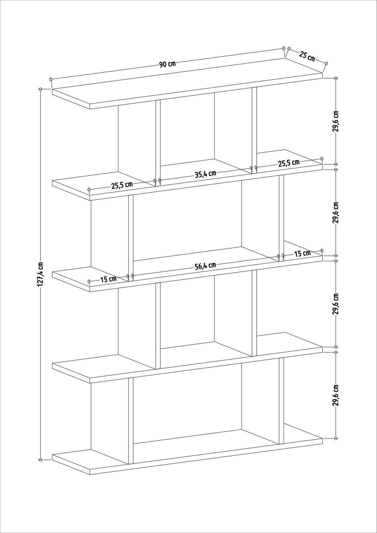 Βιβλιοθήκη Aidonia Δρυς 90x25x127.4 εκ. Μελαμίνης