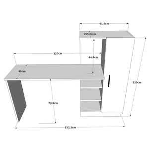 Γραφείο Krestena Ατλαντικό Πεύκο - Μαύρο 152.3x40x120 εκ. Μελαμίνης