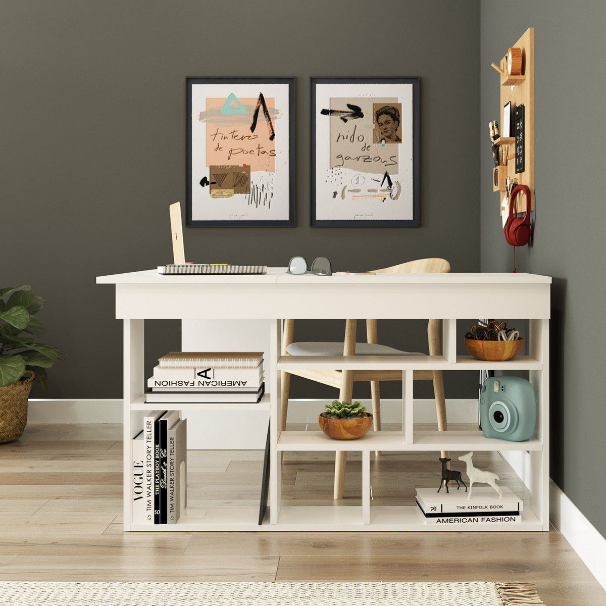 Γραφείο Krini Λευκό 129x120x72 εκ. Μελαμίνης