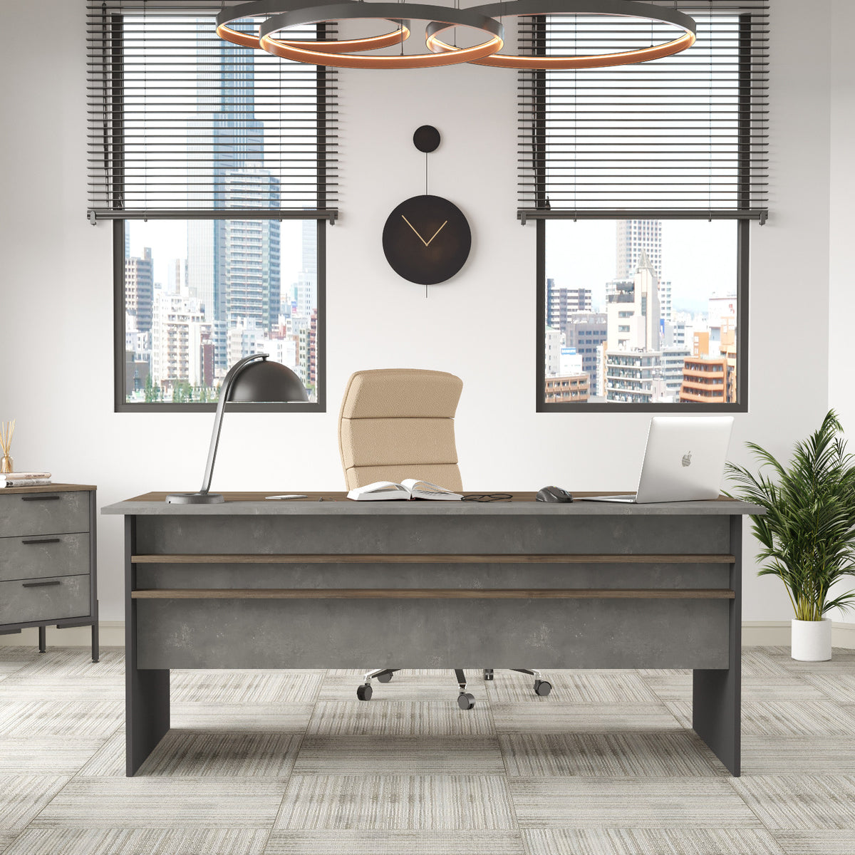 Γραφείο Mytilini Καφέ - Γκρι - Ανθρακί 180x89.5x75 εκ. Μελαμίνης