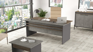 Γραφείο Mytilini Καφέ - Γκρι - Ανθρακί 180x89.5x75 εκ. Μελαμίνης