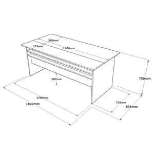 Γραφείο Mytilini Καφέ - Γκρι - Ανθρακί 180x89.5x75 εκ. Μελαμίνης