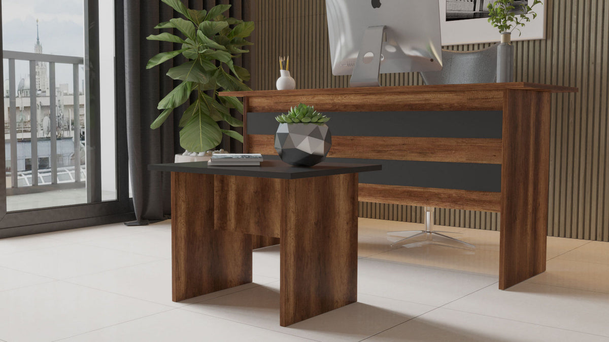Τραπεζάκι Σαλονιού Xylia Καρυδί - Ανθρακί 60x50x46.3 εκ. Μελαμίνης