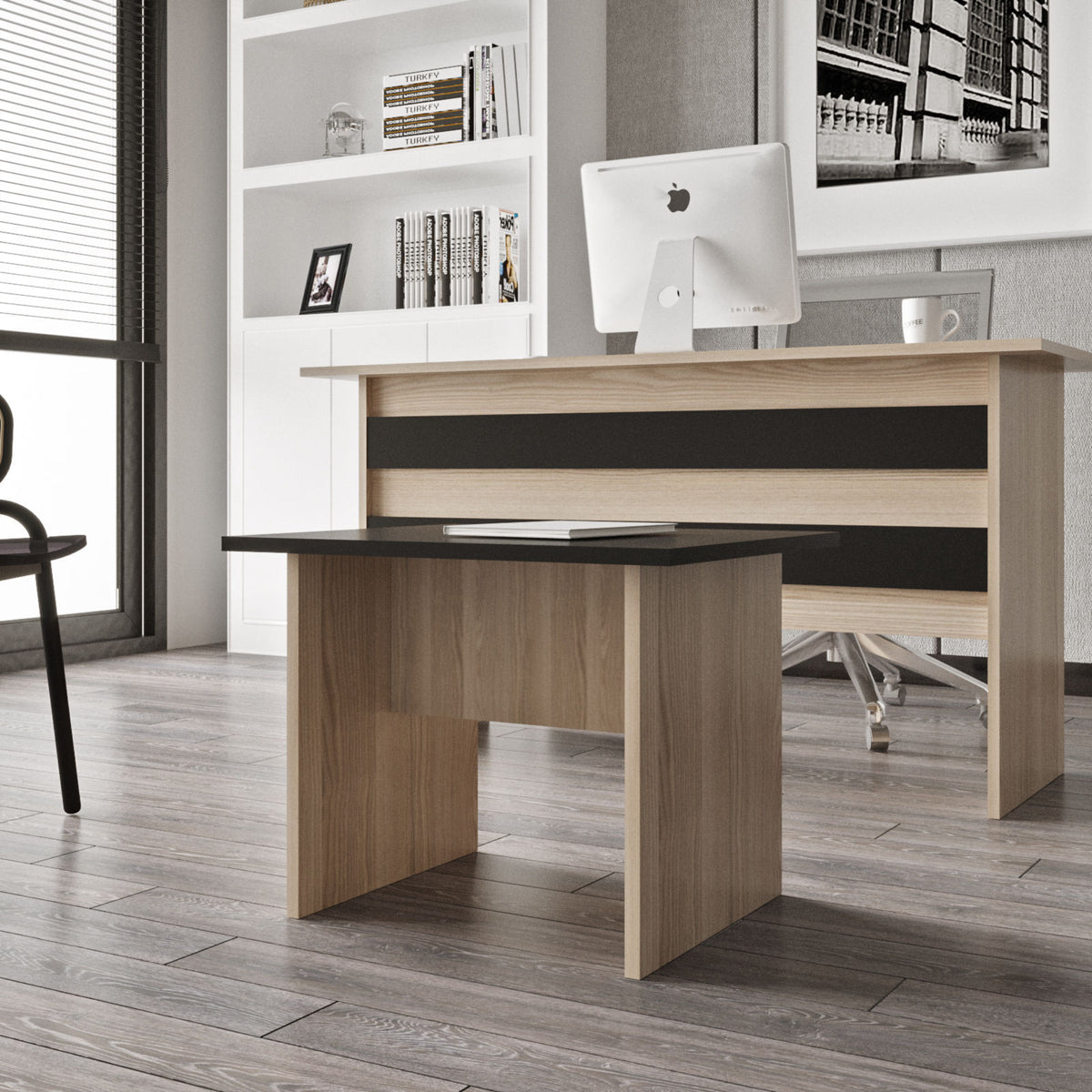 Τραπεζάκι Σαλονιού Xylia Δρυς - Μαύρο 60x50x46.3 εκ. Μελαμίνης