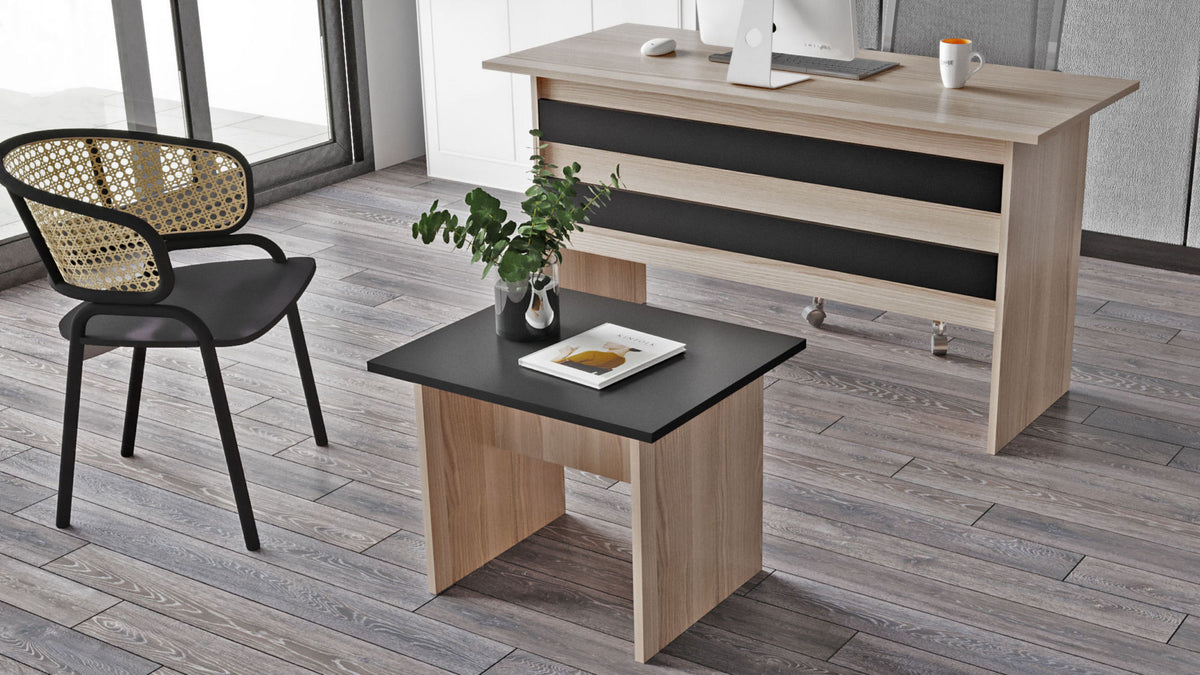 Τραπεζάκι Σαλονιού Xylia Δρυς - Μαύρο 60x50x46.3 εκ. Μελαμίνης