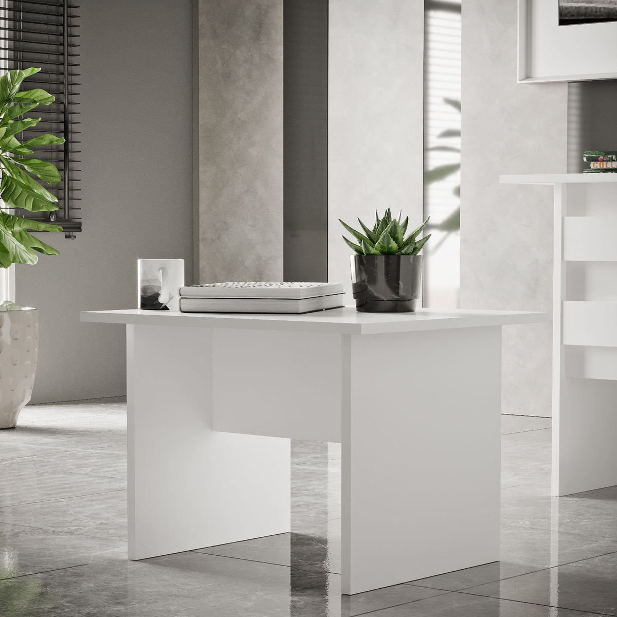 Τραπεζάκι Σαλονιού Xylia Λευκό 60x50x46.3 εκ. Μελαμίνης