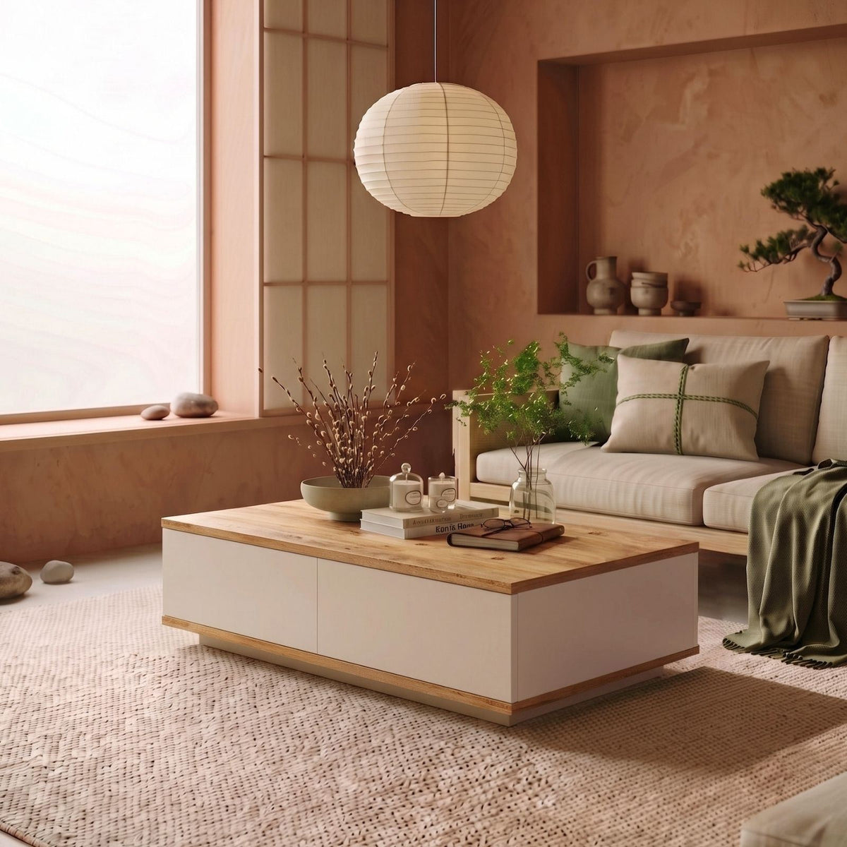 Τραπεζάκι Σαλονιού Pigadia Ατλαντικό Πεύκο - Cashmere 90x60x28.6 εκ. Μελαμίνης