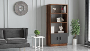 Βιβλιοθήκη Distomo Καρυδί - Ανθρακί 63.6x37.6x140 εκ. Μελαμίνης