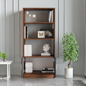 Βιβλιοθήκη Distomo Καρυδί - Ανθρακί 63.6x37.6x140 εκ. Μελαμίνης