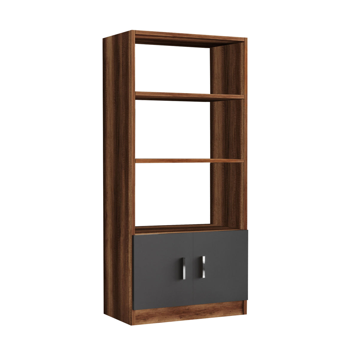 Βιβλιοθήκη Distomo Καρυδί - Ανθρακί 63.6x37.6x140 εκ. Μελαμίνης