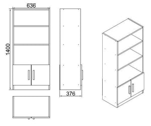 Βιβλιοθήκη Distomo Καρυδί - Ανθρακί 63.6x37.6x140 εκ. Μελαμίνης