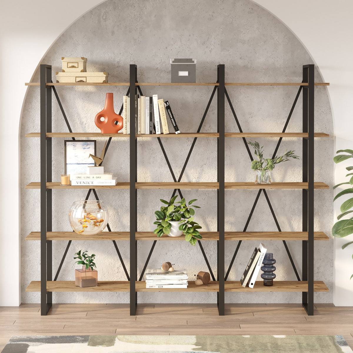Βιβλιοθήκη Amfilochia Ατλαντικό Πεύκο 219.6x34x180 εκ. Μελαμίνης