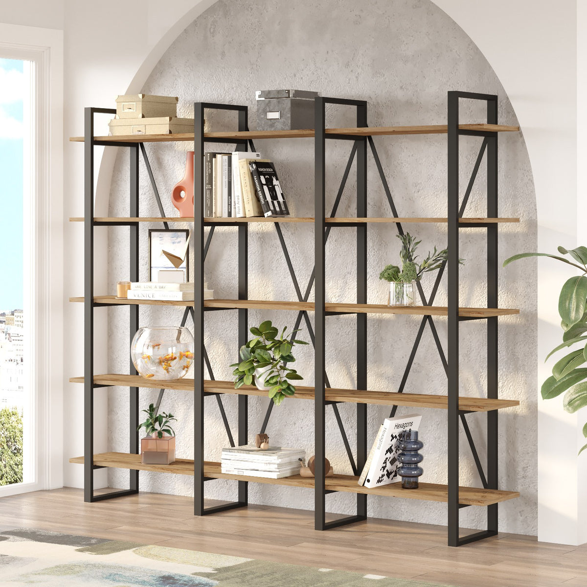 Βιβλιοθήκη Amfilochia Ατλαντικό Πεύκο 219.6x34x180 εκ. Μελαμίνης