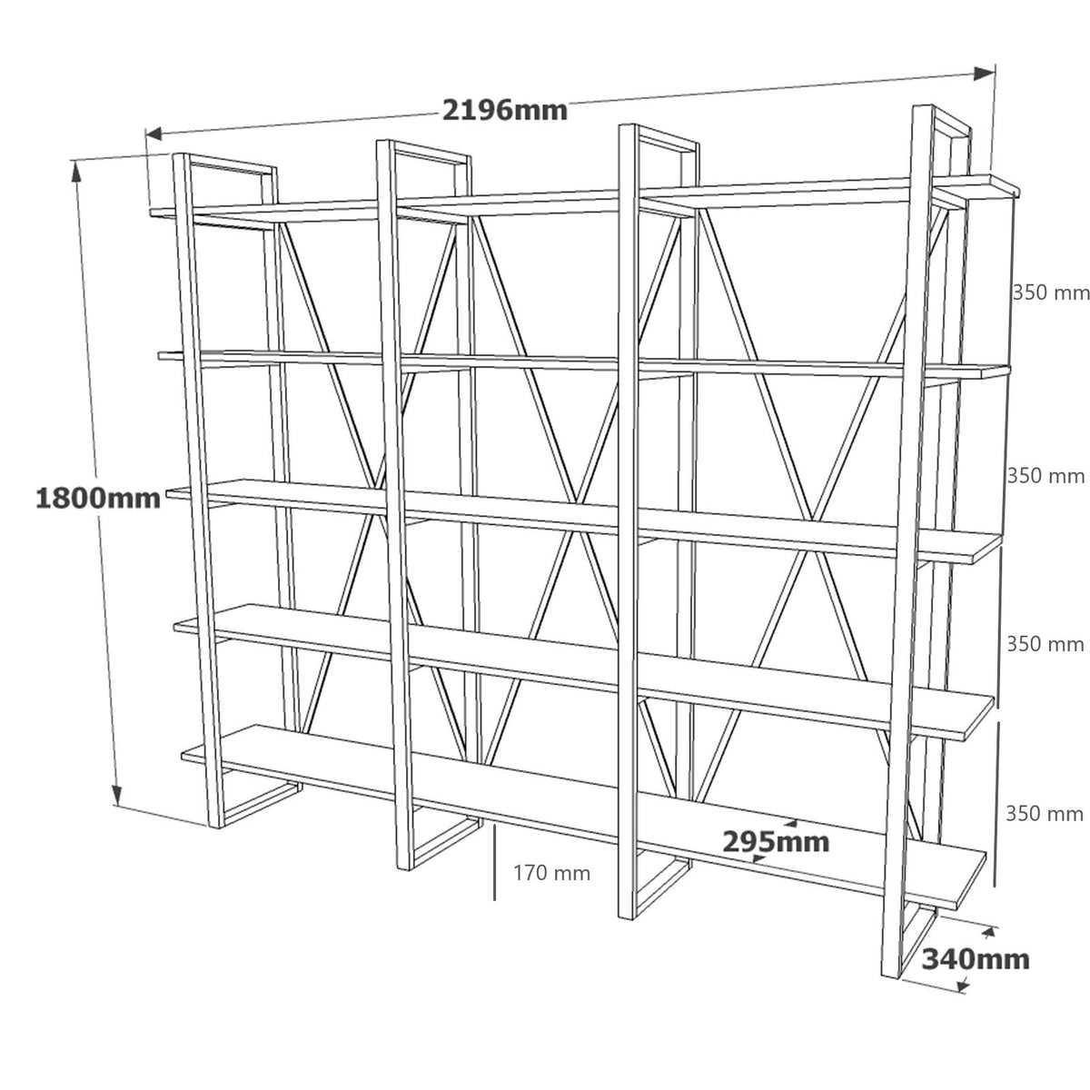 Βιβλιοθήκη Amfilochia Ατλαντικό Πεύκο 219.6x34x180 εκ. Μελαμίνης