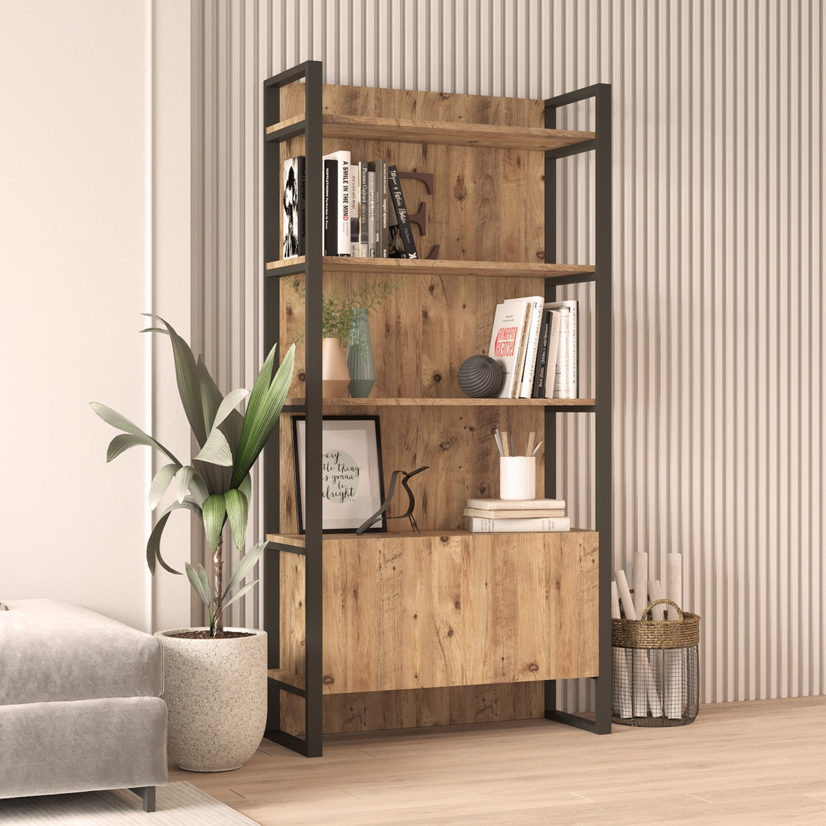 Βιβλιοθήκη Amfipoli Ατλαντικό Πεύκο 90x34x180 εκ. Μελαμίνης