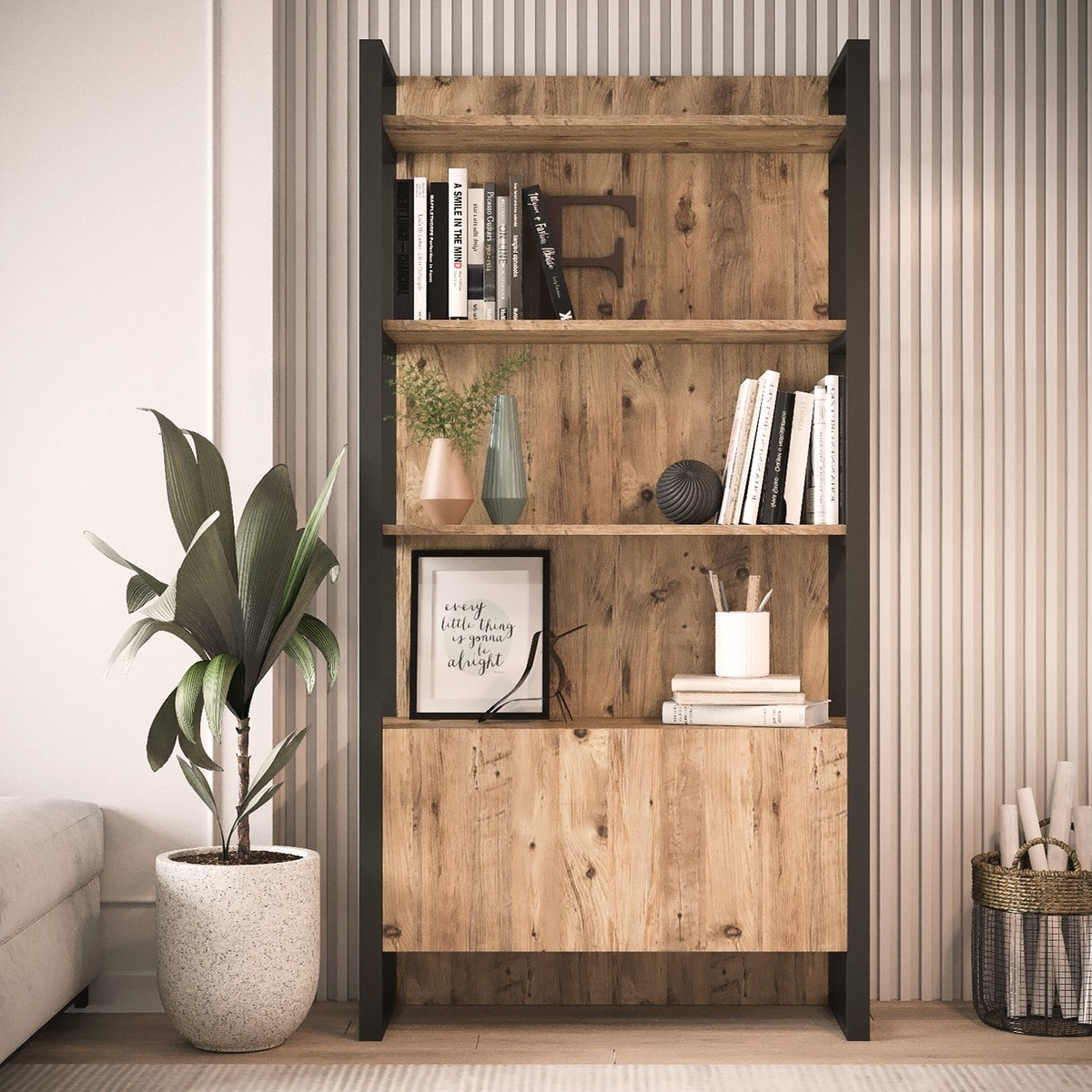 Βιβλιοθήκη Amfipoli Ατλαντικό Πεύκο 90x34x180 εκ. Μελαμίνης