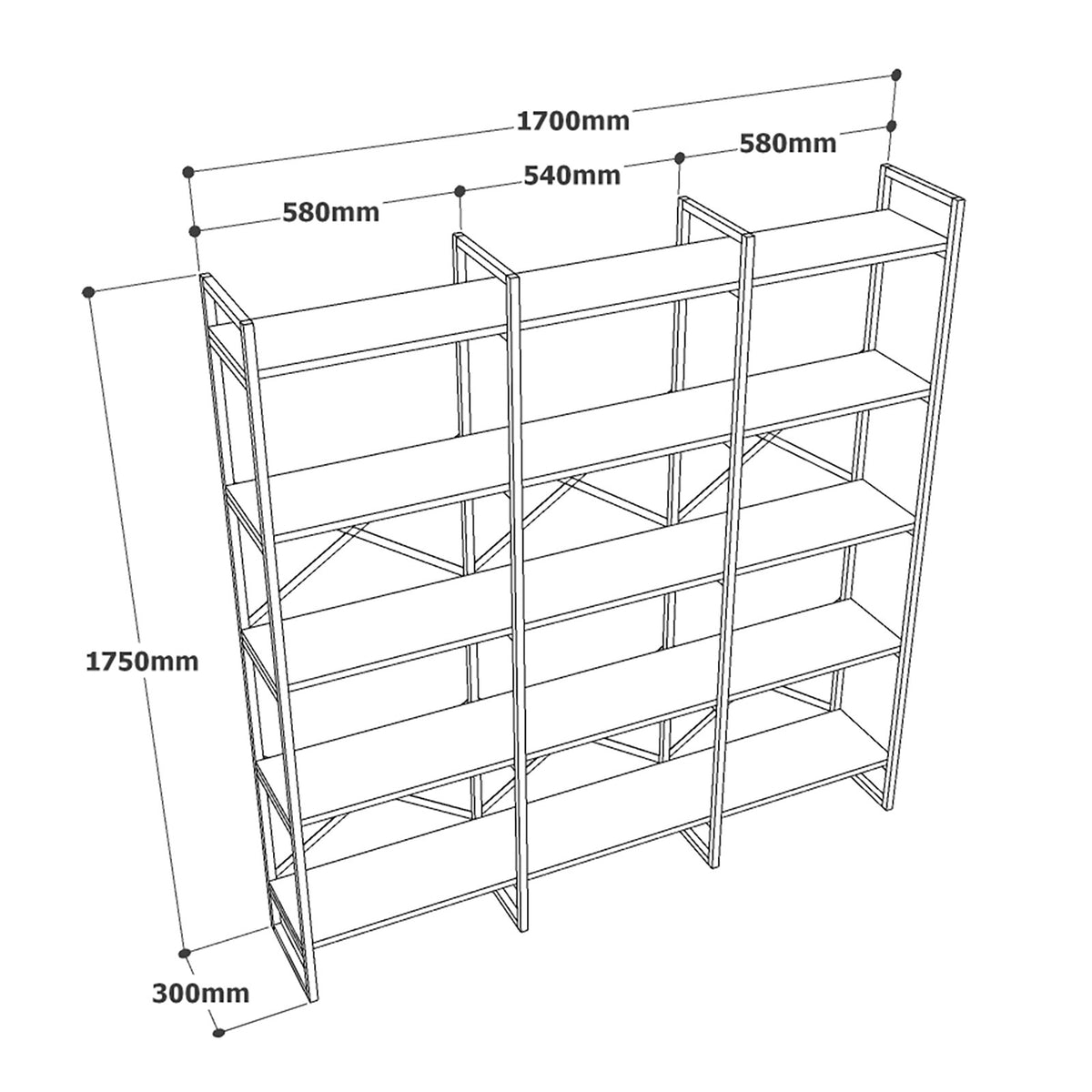 Βιβλιοθήκη Dimitsana Λευκό Μάρμαρο - Χρυσό 170x30x175 εκ. Μελαμίνης
