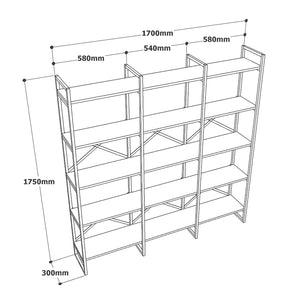 Βιβλιοθήκη Dimitsana Λευκό Μάρμαρο - Χρυσό 170x30x175 εκ. Μελαμίνης