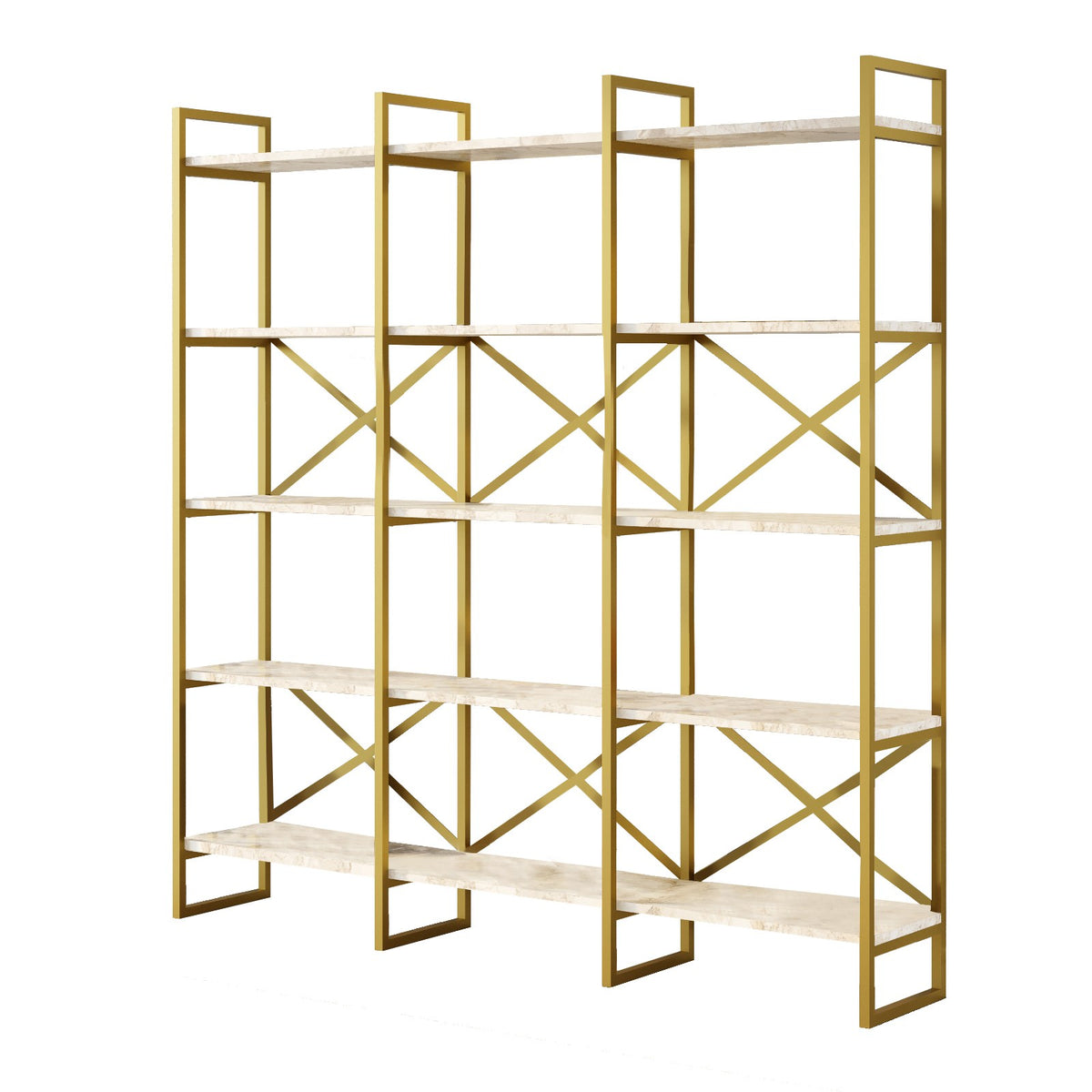 Βιβλιοθήκη Dimitsana Λευκό Μάρμαρο - Χρυσό 170x30x175 εκ. Μελαμίνης