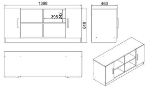 Στήλη Αποθήκευσης Myrthia Καρυδί - Ανθρακί 139.8x46.3x61.8 εκ. Μελαμίνης