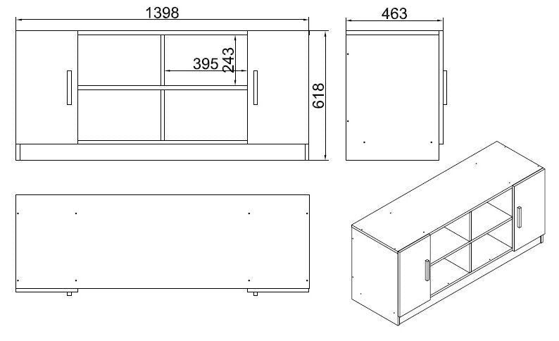 Στήλη Αποθήκευσης Myrthia Καρυδί - Ανθρακί 139.8x46.3x61.8 εκ. Μελαμίνης