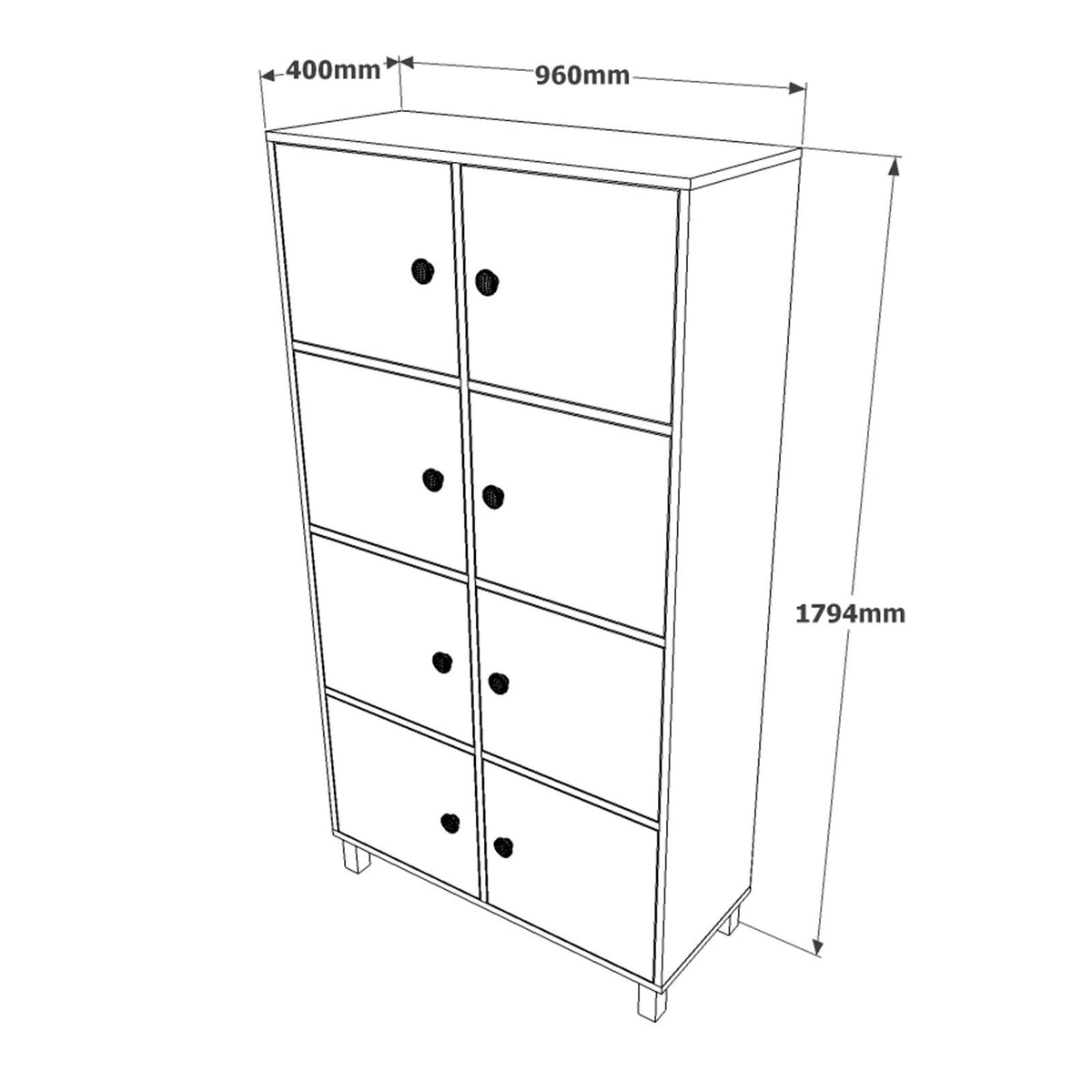 Στήλη Αποθήκευσης Dervitsani Καρυδί - Ανθρακί 96x40x179.4 εκ. Μελαμίνης - Pakobazaar