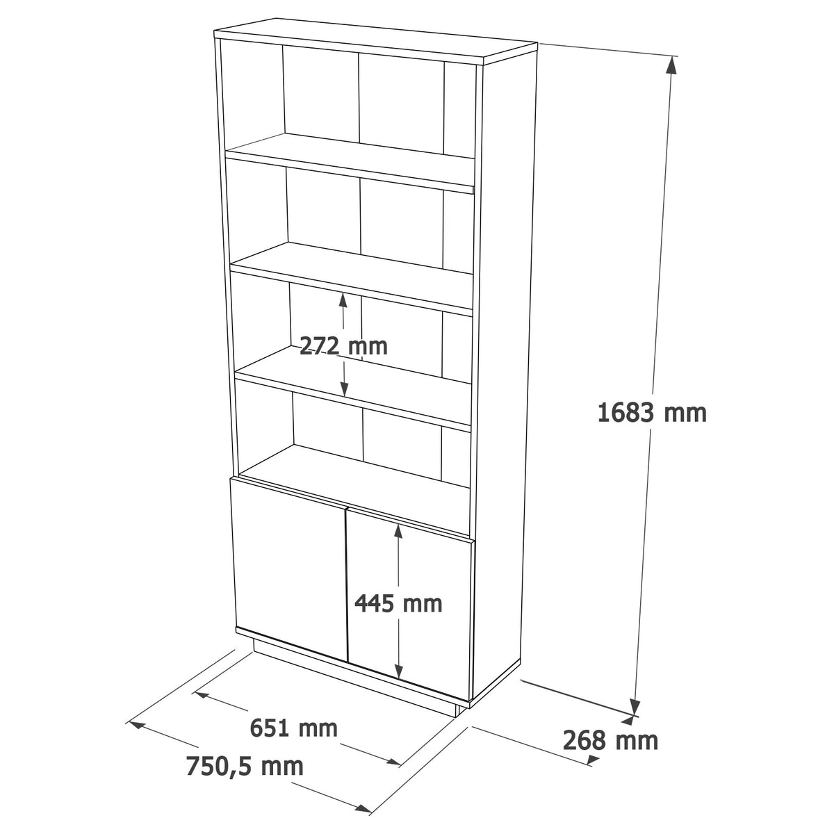Βιβλιοθήκη Afissos Ατλαντικό Πεύκο - Λευκό 75x26.8x168.3 εκ. Μελαμίνης