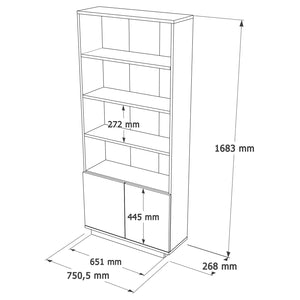 Βιβλιοθήκη Afissos Ατλαντικό Πεύκο - Λευκό 75x26.8x168.3 εκ. Μελαμίνης