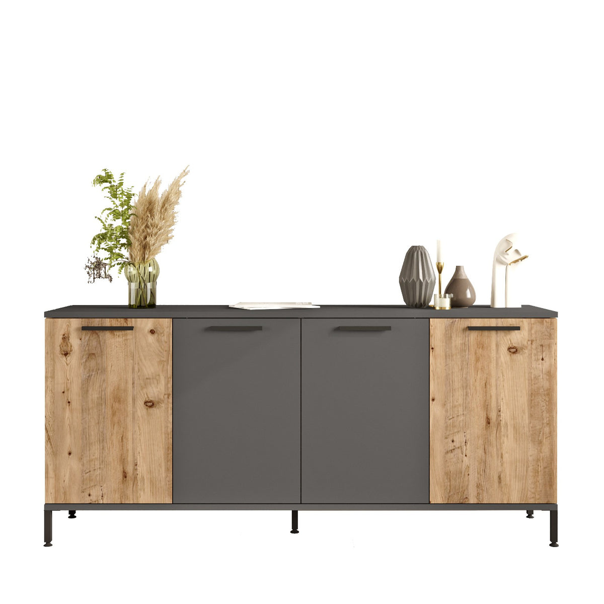 Κονσόλα Kakovatos Ατλαντικό Πεύκο - Ανθρακί 160x40x71.8 εκ. Μελαμίνης