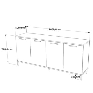 Κονσόλα Kakovatos Ατλαντικό Πεύκο - Ανθρακί 160x40x71.8 εκ. Μελαμίνης