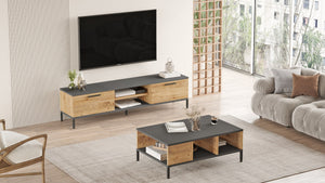 Σετ Σαλονιού Sachtouria Ατλαντικό Πεύκο - Ανθρακί 160x35x39.1 εκ. Μελαμίνης