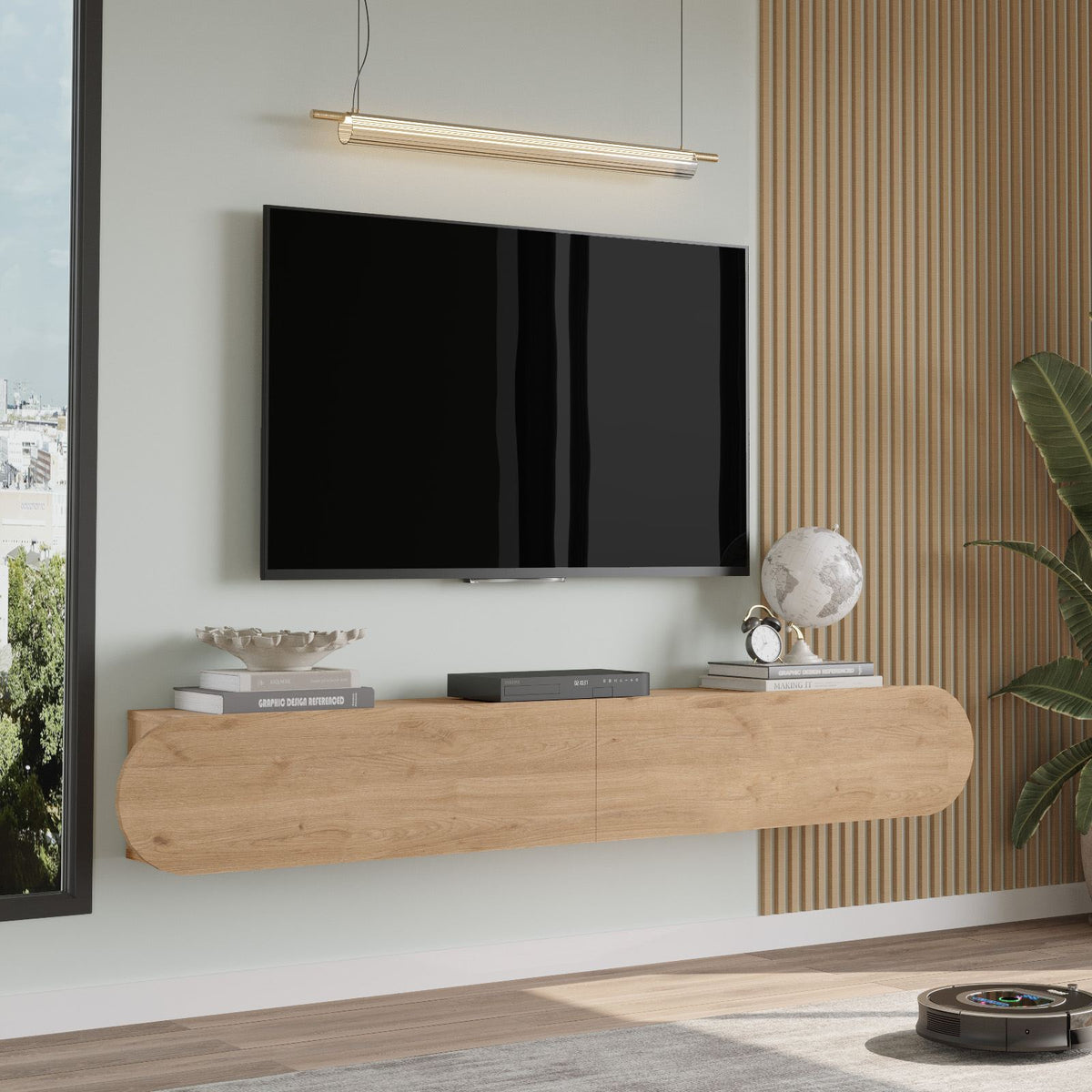 Έπιπλο Τηλεόρασης Tolo Δρυς 200x31.6x29.6 εκ. Μελαμίνης