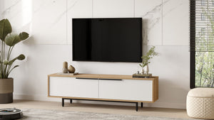 Έπιπλο Τηλεόρασης Alyki Δρυς - Λευκό 160x35.5x45.1 εκ. Μελαμίνης