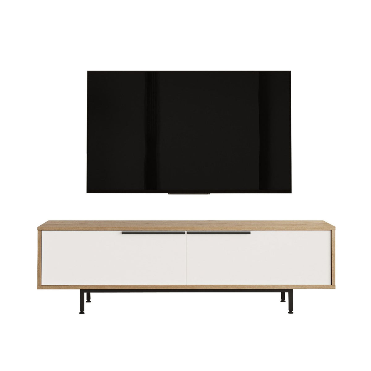 Έπιπλο Τηλεόρασης Alyki Δρυς - Λευκό 160x35.5x45.1 εκ. Μελαμίνης