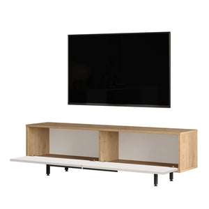 Έπιπλο Τηλεόρασης Alyki Δρυς - Λευκό 160x35.5x45.1 εκ. Μελαμίνης