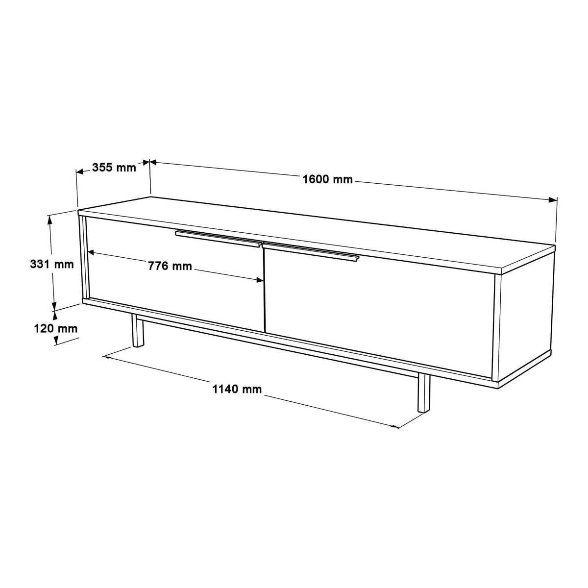 Έπιπλο Τηλεόρασης Alyki Δρυς - Λευκό 160x35.5x45.1 εκ. Μελαμίνης