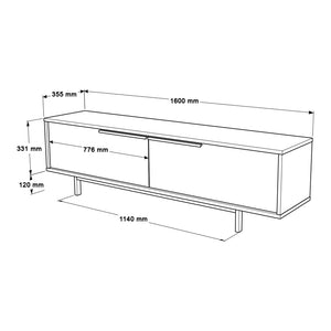 Έπιπλο Τηλεόρασης Alyki Δρυς - Λευκό 160x35.5x45.1 εκ. Μελαμίνης