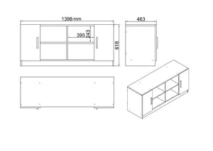 Σετ Γραφείου Palechori Καρυδί - Ανθρακί 140x60x73.8 εκ. Μελαμίνης