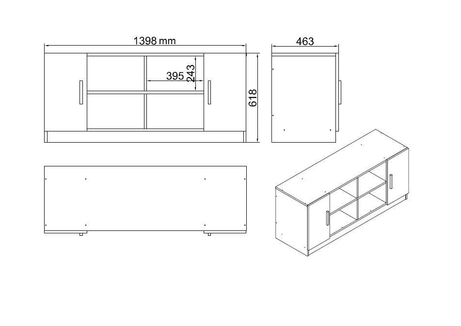 Σετ Γραφείου Paramali Δρυς - Μαύρο 140x60x73.8 εκ. Μελαμίνης